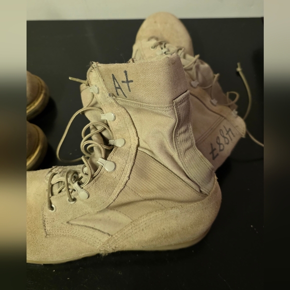 Beige Combat Army Boots, Two Pair Size 10 - Picture 6 of 8